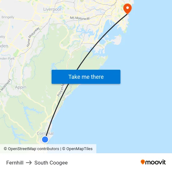 Fernhill to South Coogee map