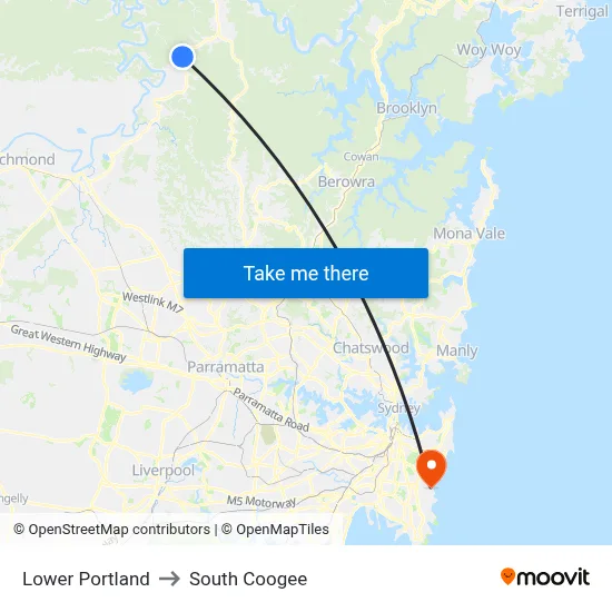 Lower Portland to South Coogee map