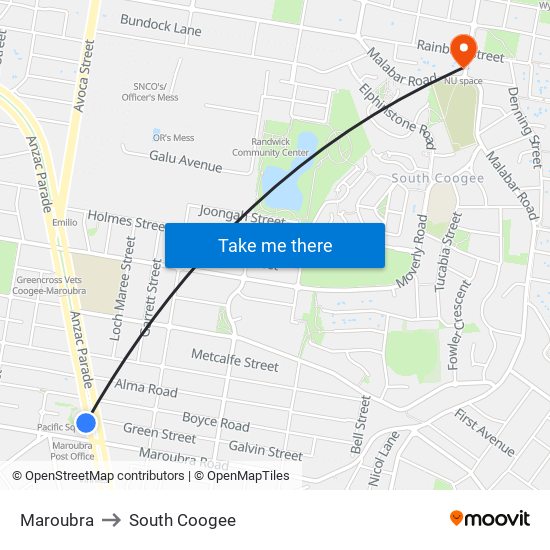 Maroubra to South Coogee map