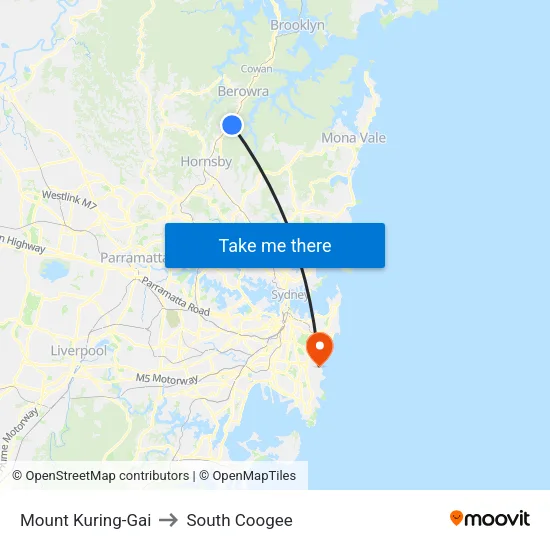 Mount Kuring-Gai to South Coogee map