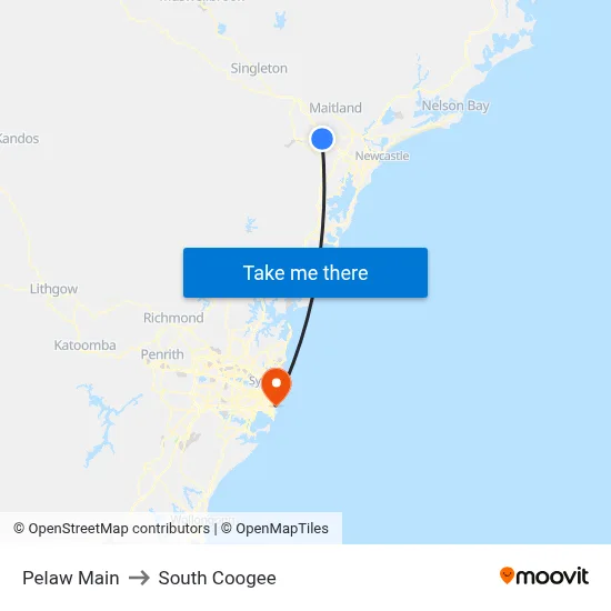 Pelaw Main to South Coogee map