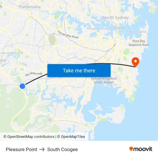 Pleasure Point to South Coogee map