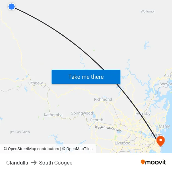 Clandulla to South Coogee map