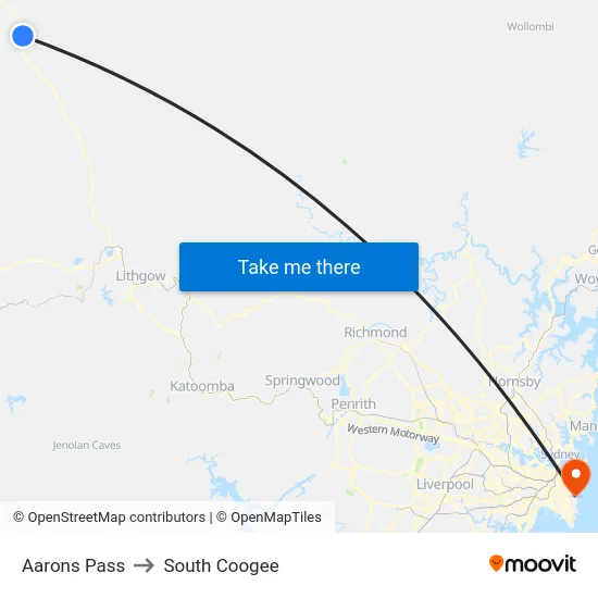 Aarons Pass to South Coogee map