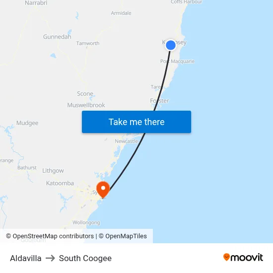 Aldavilla to South Coogee map