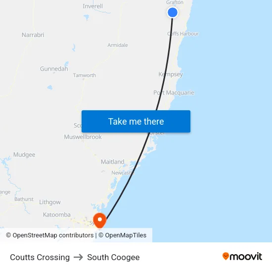 Coutts Crossing to South Coogee map