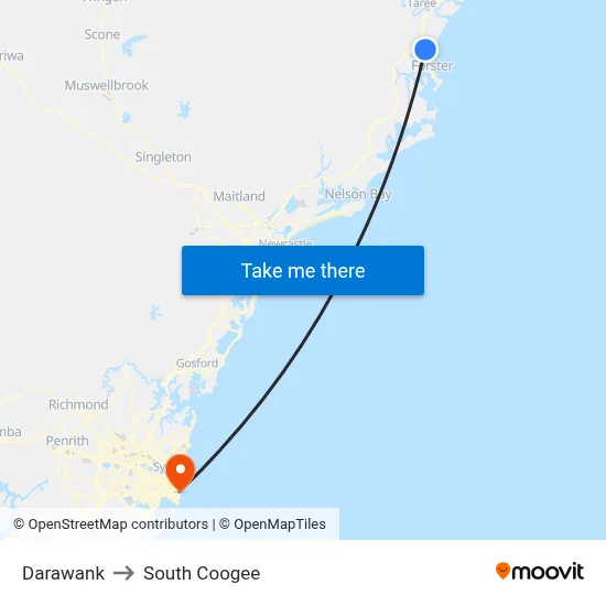 Darawank to South Coogee map