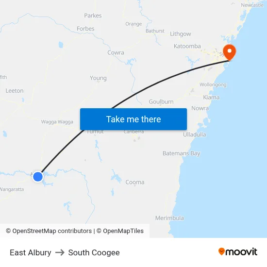East Albury to South Coogee map