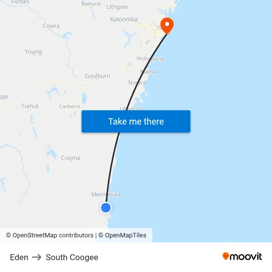 Eden to South Coogee map