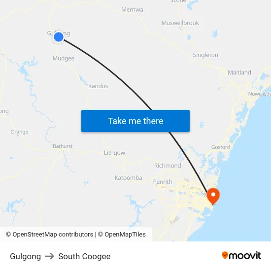 Gulgong to South Coogee map