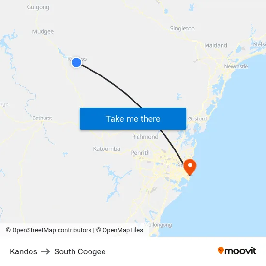 Kandos to South Coogee map