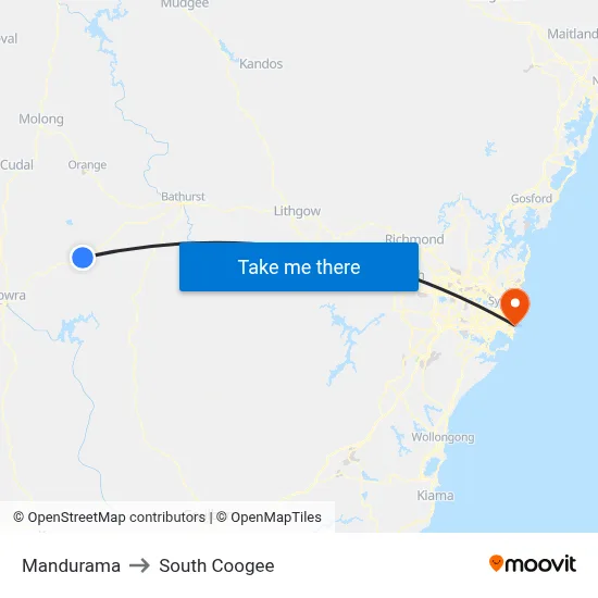 Mandurama to South Coogee map