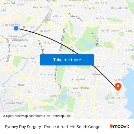 Sydney Day Surgery - Prince Alfred to South Coogee map