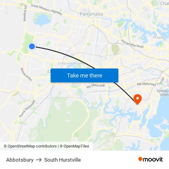 Abbotsbury to South Hurstville map