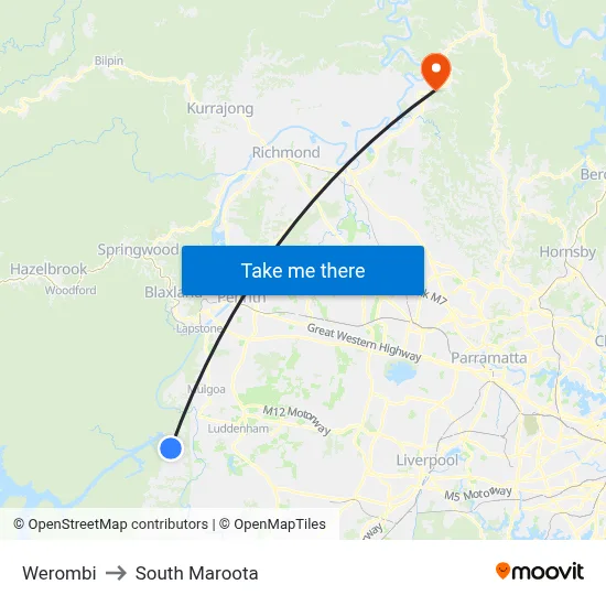 Werombi to South Maroota map