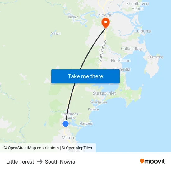 Little Forest to South Nowra map