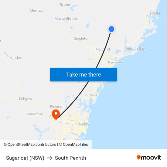 Sugarloaf (NSW) to South Penrith map