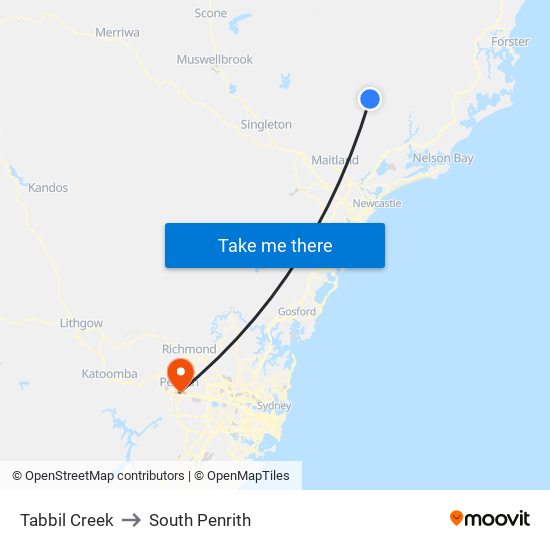 Tabbil Creek to South Penrith map