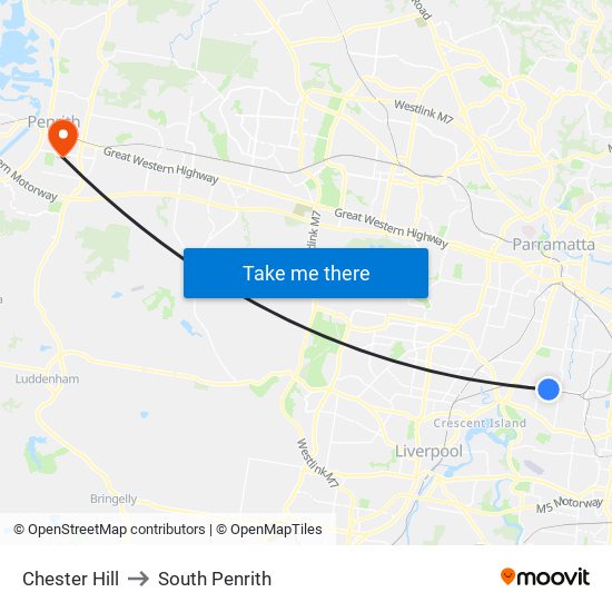 Chester Hill to South Penrith map