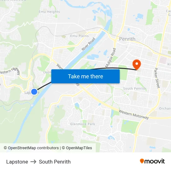 Lapstone to South Penrith map