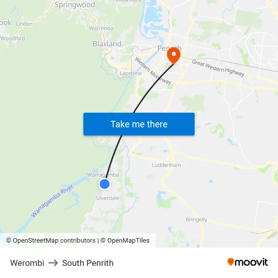 Werombi to South Penrith map