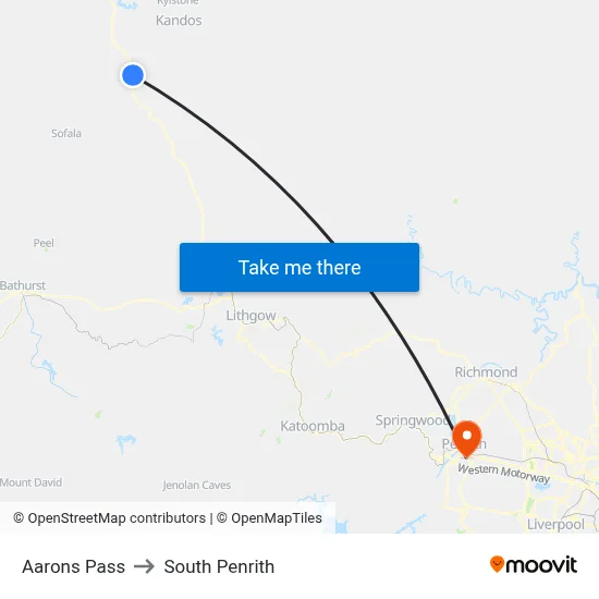Aarons Pass to South Penrith map