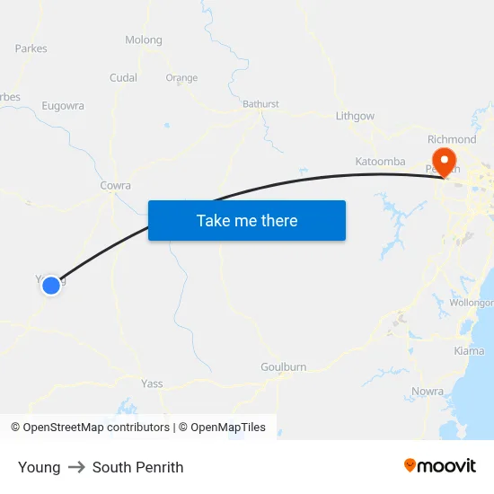 Young to South Penrith map