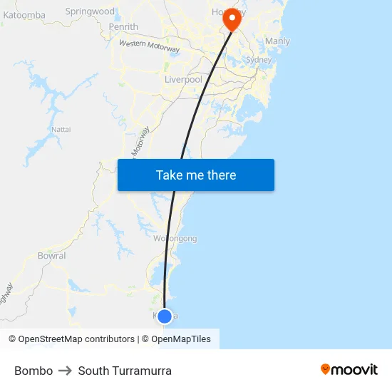 Bombo to South Turramurra map