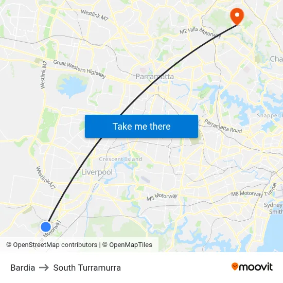 Bardia to South Turramurra map