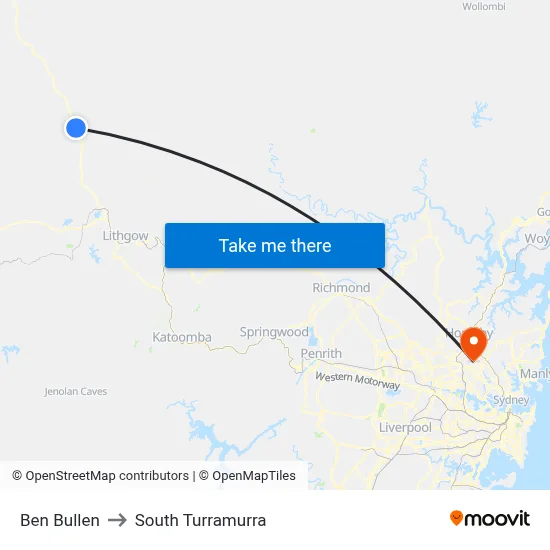 Ben Bullen to South Turramurra map