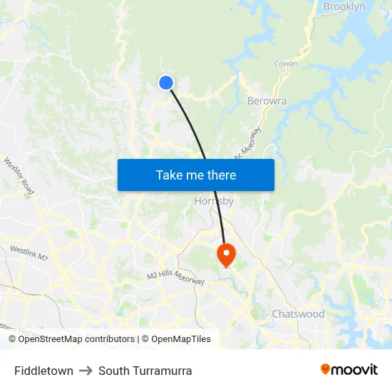Fiddletown to South Turramurra map