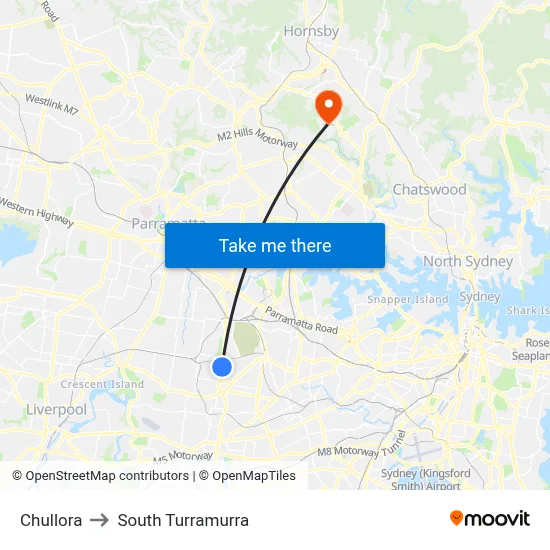 Chullora to South Turramurra map