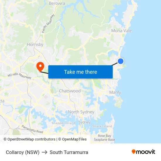 Collaroy (NSW) to South Turramurra map