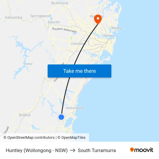 Huntley (Wollongong - NSW) to South Turramurra map
