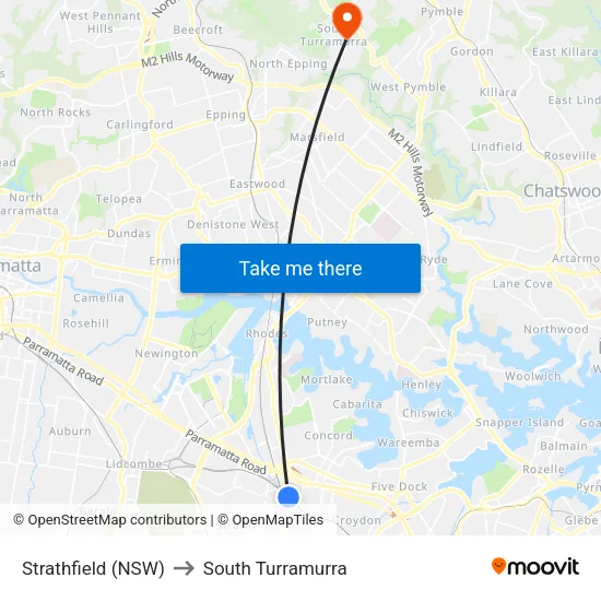 Strathfield (NSW) to South Turramurra map