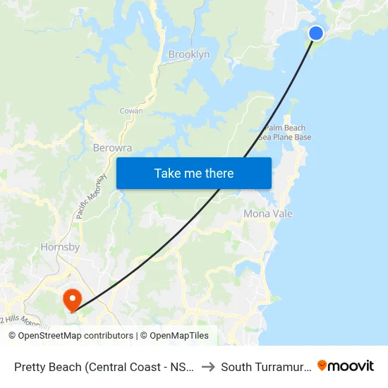 Pretty Beach (Central Coast - NSW) to South Turramurra map