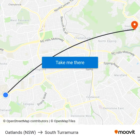 Oatlands (NSW) to South Turramurra map