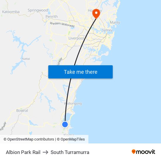 Albion Park Rail to South Turramurra map