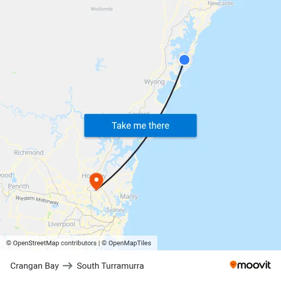 Crangan Bay to South Turramurra map