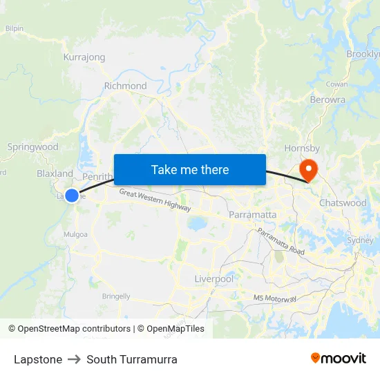 Lapstone to South Turramurra map