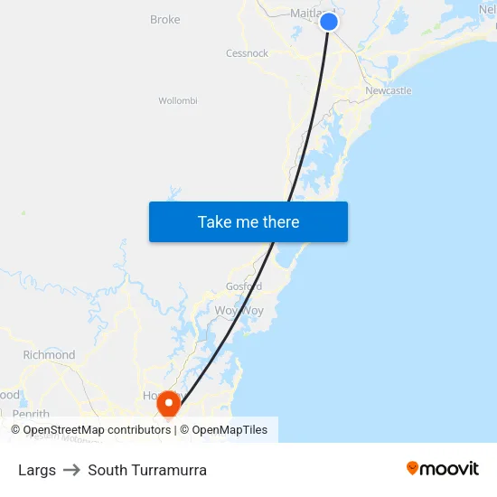 Largs to South Turramurra map