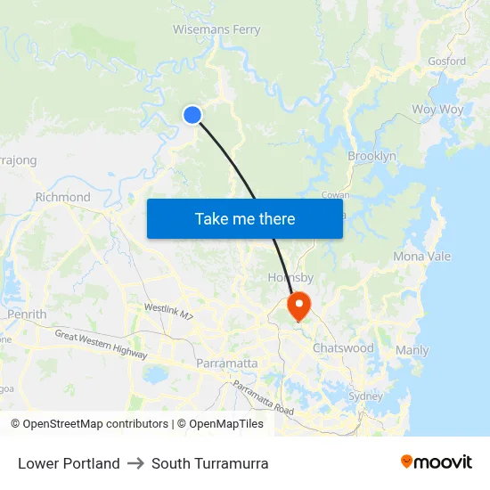 Lower Portland to South Turramurra map