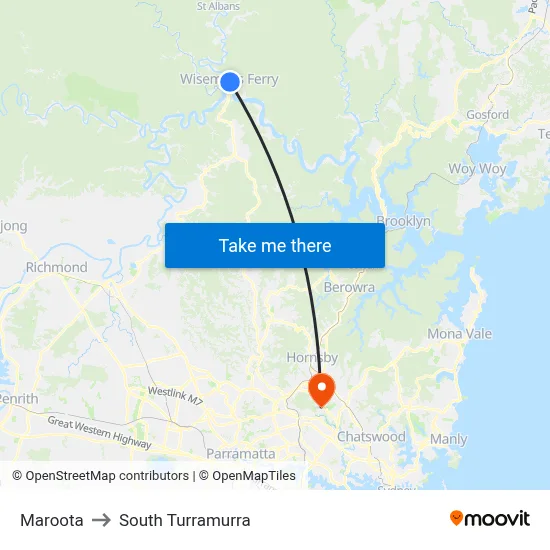 Maroota to South Turramurra map