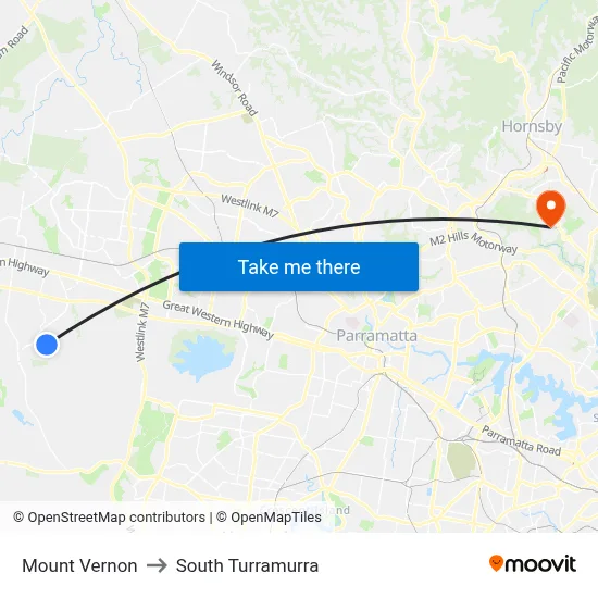 Mount Vernon to South Turramurra map