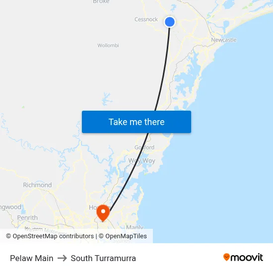Pelaw Main to South Turramurra map