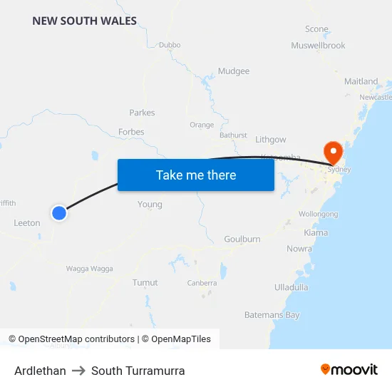 Ardlethan to South Turramurra map