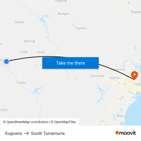 Eugowra to South Turramurra map