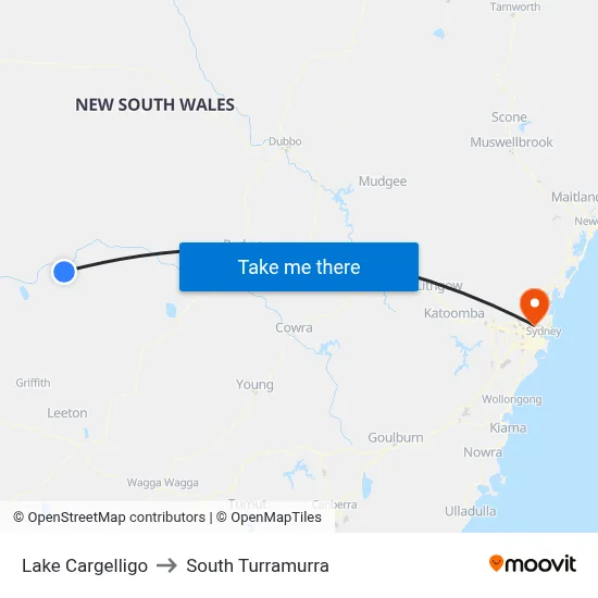 Lake Cargelligo to South Turramurra map