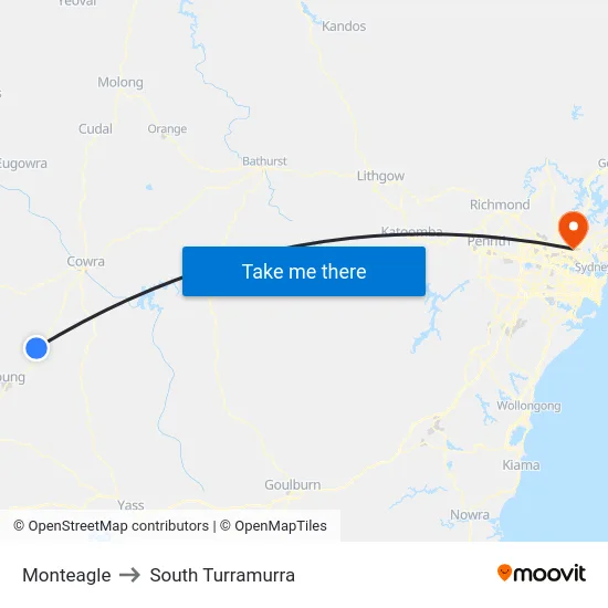 Monteagle to South Turramurra map