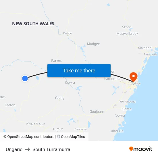 Ungarie to South Turramurra map